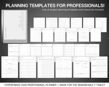 Load image into Gallery viewer, 2026 Digital Planner for Professionals, reMarkable Calendar, Minimalist Daily Schedule, Task List, Templates for reMarkable
