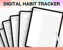 Load image into Gallery viewer, Digital Habit Tracker | Daily, Monthly &amp; Yearly Habit Tracker | Simple Goal &amp; Routine Tracker for GoodNotes &amp; iPad | Colorful
