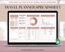 Load image into Gallery viewer, Digital Ultimate Travel Planner | Google Sheets Editable Travel Spreadsheet, Trip Expense Tracker, Packing List, Vacation Schedule | Nude
