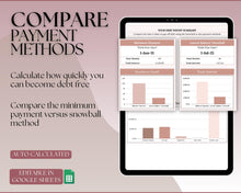 Load image into Gallery viewer, Dave Ramsey Debt Snowball Calculator | Google Sheets Debt Payoff Automated Tracker Template | Budget Planner Spreadsheet | Lux
