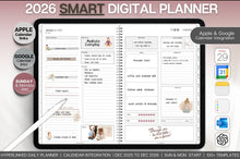 Load image into Gallery viewer, 2026 MINIMALIST Digital Planner | GoodNotes Planner With Daily, Weekly &amp; Monthly Planner | SMART Apple, ChatGPT, Google Integration links
