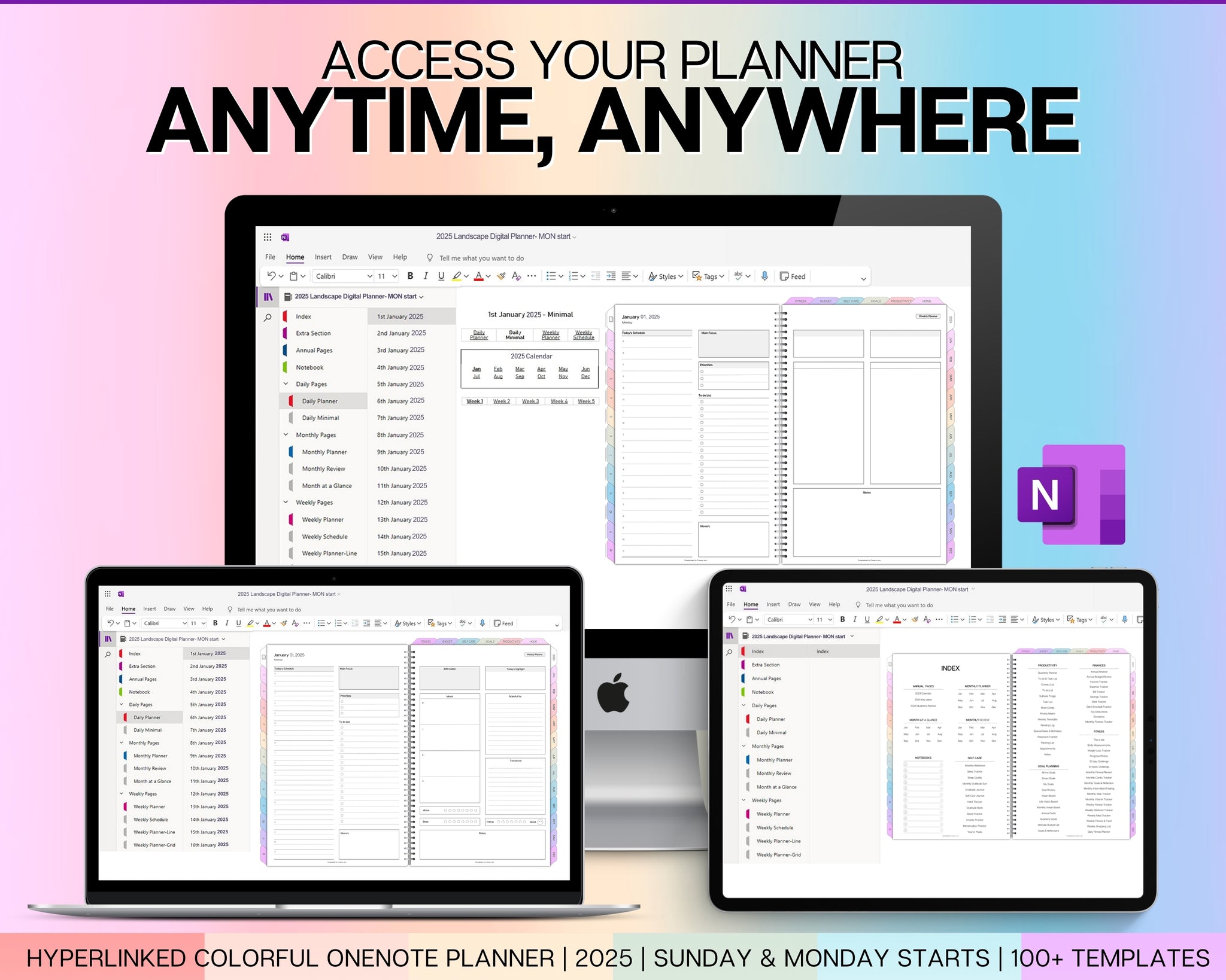 Colorful 2025 OneNote Planner | For Daily, Weekly & Monthly Planning!