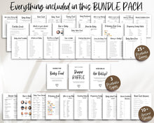 Load image into Gallery viewer, 40 Baby Shower Games Printable BUNDLE | Gender Neutral Baby Shower Activity for Woodland, Boho, Neutral Theme Baby Showers
