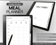 Load image into Gallery viewer, Weekly Meal Planner for the Kindle Scribe | Digital Meal Planner with Meal Plan Template, Meal Prep, Grocery List for Kitchen &amp; Food Menu
