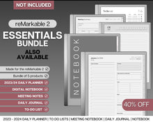 Load image into Gallery viewer, reMarkable 2 Meeting Minutes Template |  Meeting Agenda, Note Taking, Project planner, Task List Templates
