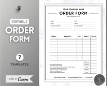 Load image into Gallery viewer, EDITABLE Order Form Template BUNDLE | 7 Order Form Canva Templates for Small Businesses
