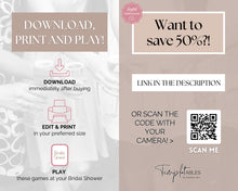 Load image into Gallery viewer, EDITABLE Bridal Shower Game BUNDLE | With 40+ Wedding Shower Games, Bachelorette Party, He said she said, Bridal Feud, Who knows the bride &amp; Bingo
