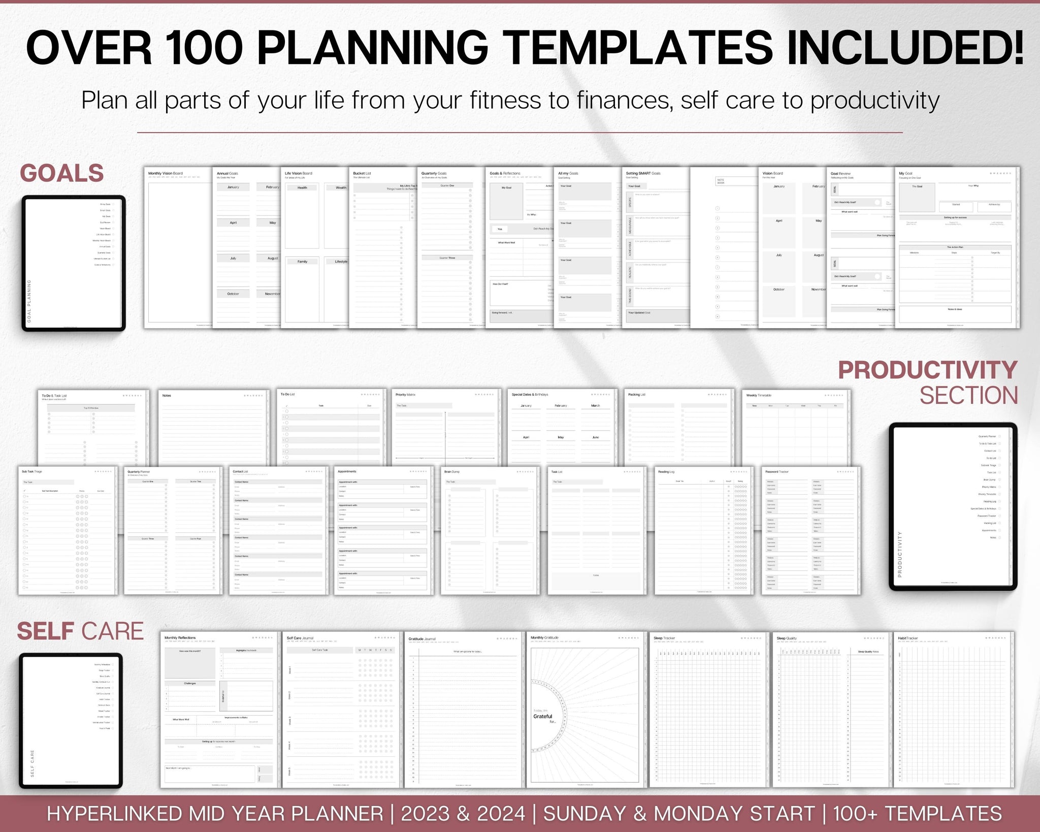 2024 Digital Goal-Setting + Weekly Planner (Horizontal)