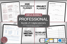 Load image into Gallery viewer, 2026 Digital Planner MEGA BUNDLE for Professionals | Daily Planner, Project Planner, Digital Notebook &amp; Meeting Notes, Smart Apple Links
