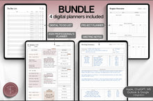 Load image into Gallery viewer, 2026 Digital Planner MEGA BUNDLE for Professionals | Daily Planner, Project Planner, Digital Notebook &amp; Meeting Notes, Smart Apple Links

