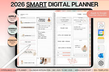 Load image into Gallery viewer, 2026 Digital Planner | PEACH GoodNotes Planner With Daily, Weekly &amp; Monthly Planner | SMART Apple, ChatGPT, Google Integration links
