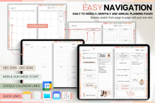 Load image into Gallery viewer, 2026 Digital Planner | PEACH GoodNotes Planner With Daily, Weekly &amp; Monthly Planner | SMART Apple, ChatGPT, Google Integration links
