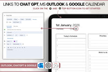 Load image into Gallery viewer, 2026 Digital Planner MEGA BUNDLE for Professionals | Daily Planner, Project Planner, Digital Notebook &amp; Meeting Notes, Smart Apple Links
