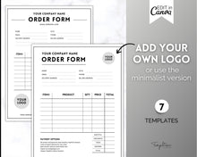 Load image into Gallery viewer, EDITABLE Order Form Template BUNDLE | 7 Order Form Canva Templates for Small Businesses
