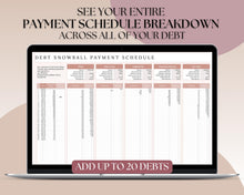 Load image into Gallery viewer, Dave Ramsey Debt Snowball Calculator | Google Sheets Debt Payoff Automated Tracker Template | Budget Planner Spreadsheet | Lux
