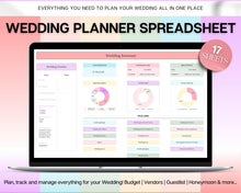 Load image into Gallery viewer, Wedding Planner Spreadsheet | Google Sheets Wedding Budget, Checklist and Schedule for Brides and Grooms | Rainbow
