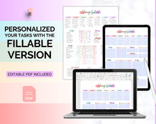 Load image into Gallery viewer, Editable Cleaning Schedule Template | Includes EDITABLE Cleaning Checklist, Cleaning Planner, Weekly House Chores, Clean Home Routine &amp; Monthly Cleaning List | Rainbow
