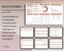 Load image into Gallery viewer, Digital Ultimate Travel Planner | Google Sheets Editable Travel Spreadsheet, Trip Expense Tracker, Packing List, Vacation Schedule | Nude
