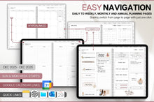 Load image into Gallery viewer, 2026 MINIMALIST Digital Planner | GoodNotes Planner With Daily, Weekly &amp; Monthly Planner | SMART Apple, ChatGPT, Google Integration links
