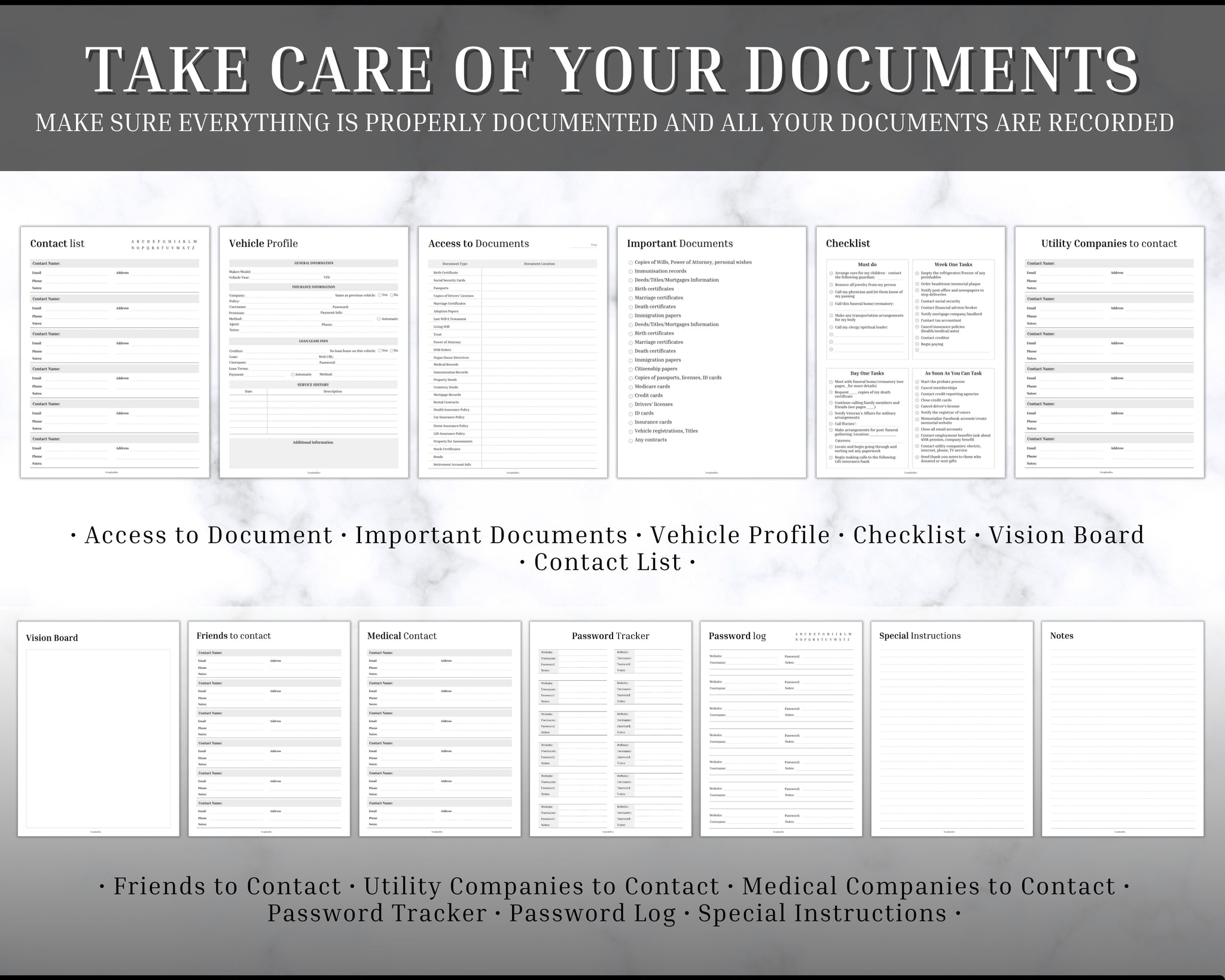 End of Life Planner Bundle | Emergency Binder