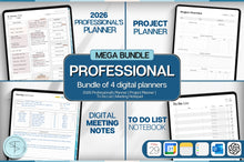 Load image into Gallery viewer, 2026 Digital Planner MEGA BUNDLE for Professionals | Daily Planner, Project Planner, Digital Notebook &amp; Meeting Notes, Smart Apple Links
