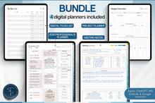 Load image into Gallery viewer, 2026 Digital Planner MEGA BUNDLE for Professionals | Daily Planner, Project Planner, Digital Notebook &amp; Meeting Notes, Smart Apple Links
