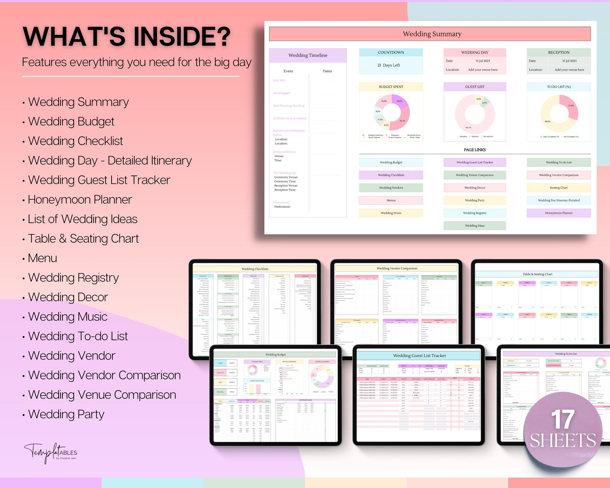 Wedding planner google sheets template 60 photos