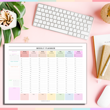 Load image into Gallery viewer, Weekly Hourly Planner Notepad, Daily Planner Desk Pad, Weekly Schedule, To Do List Note Pad, ADHD Planner | 50 Undated Tear Away Sheets A4 | Colorful

