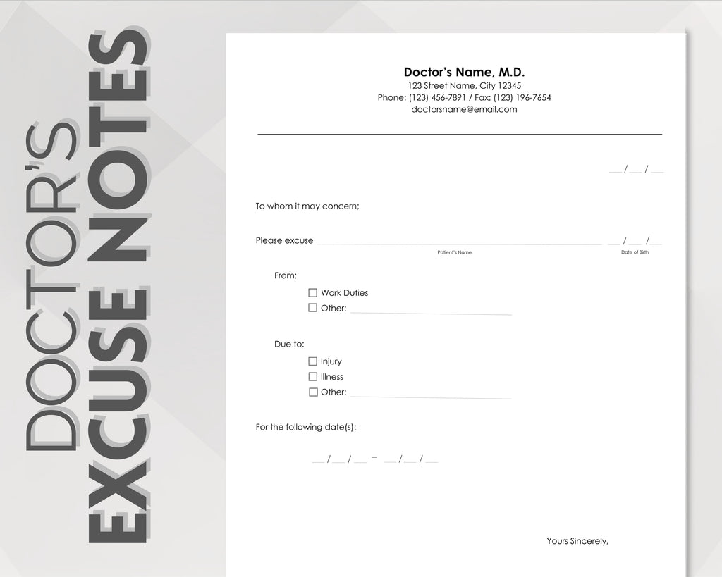 Editable Doctors Excuse Note | Perfect Template For School or Work!