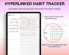 Load image into Gallery viewer, Digital Habit Tracker | Daily, Monthly &amp; Yearly Habit Tracker | Simple Goal &amp; Routine Tracker for GoodNotes &amp; iPad | Colorful
