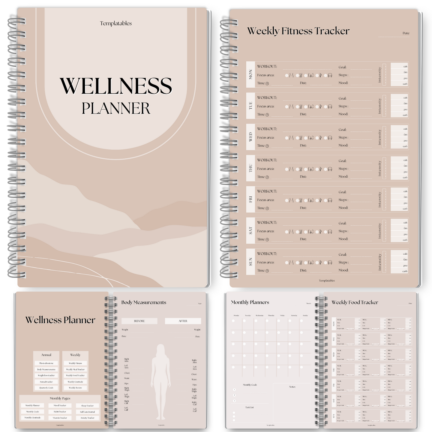 Wellness Journal | 90 Day Health, Fitness, Gratitude, Mindfullness, Wellbeing, Habit, Goals, Diet & Food Tracker | A5 Lux