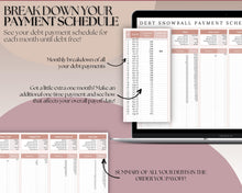 Load image into Gallery viewer, Dave Ramsey Debt Snowball Calculator | Google Sheets Debt Payoff Automated Tracker Template | Budget Planner Spreadsheet | Lux
