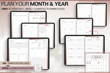 Load image into Gallery viewer, 2026 Digital Planner | BROWN GoodNotes Planner With Daily, Weekly &amp; Monthly Planner | SMART Apple, ChatGPT, Google Integration links
