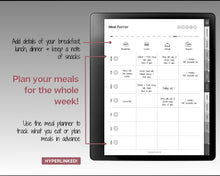 Load image into Gallery viewer, Weekly Meal Planner for the Kindle Scribe | Digital Meal Planner with Meal Plan Template, Meal Prep, Grocery List for Kitchen &amp; Food Menu
