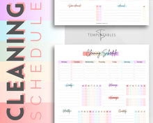 Load image into Gallery viewer, Editable Cleaning Schedule Template | Includes EDITABLE Cleaning Checklist, Cleaning Planner, Weekly House Chores, Clean Home Routine &amp; Monthly Cleaning List | Rainbow
