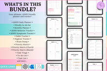 Load image into Gallery viewer, 2026 ADHD Daily Planner, COLORFUL GoodNotes Digital Planner for Neurodivergents, Brain Dump, iPad to do list, cleaning, Smart Apple Links
