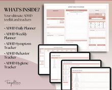 Load image into Gallery viewer, ADHD Planner Spreadsheet for Neurodivergent Adults | Google Sheets Daily &amp; Weekly Planner, Symptom Tracker, Brain Dump &amp; To Do Lists | Nude
