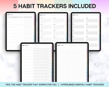 Load image into Gallery viewer, Digital Habit Tracker | Daily, Monthly &amp; Yearly Habit Tracker | Simple Goal &amp; Routine Tracker for GoodNotes &amp; iPad | Colorful
