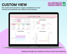 Load image into Gallery viewer, Small Business Bookkeeping Spreadsheet | Google Sheets Automated Business Expense Tracker &amp; Product Invetory Tracker | Rainbow
