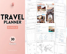 Load image into Gallery viewer, Ultimate Travel Planner Bundle | 30 Templates for Trip and Vacation Planning, Roadtrip Diary, and Holiday Journal - Includes Packing Lists!
