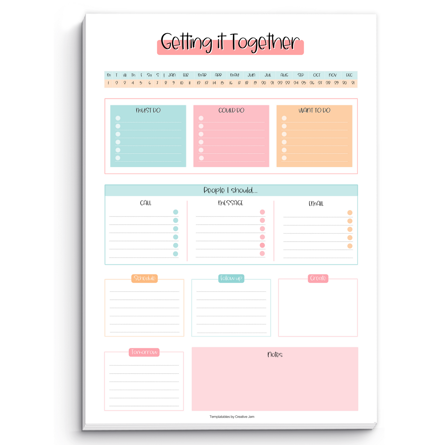 Brain Dump Notepad, To Do List, Productivity Planner Desk Pad, ADHD Daily Planner Note Pad | 50 Undated Tear Away Sheets A4