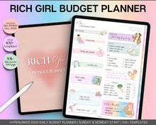 Load image into Gallery viewer, 2024 RICH GIRL Digital Budget Planner | 2024 GoodNotes Planner &amp; Daily Weekly Monthly Budget | For Expenses &amp; Financial Spending Income Savings Debt | Colorful
