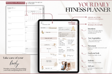 Load image into Gallery viewer, 2026 Digital FITNESS planner, GoodNotes Fitness Planner, Fitness Journal, Weight Loss Tracker, iPad Workout Planner, Wellness Template (Mono)
