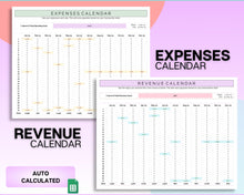 Load image into Gallery viewer, Small Business Bookkeeping Spreadsheet | Google Sheets Automated Business Expense Tracker &amp; Product Invetory Tracker | Rainbow
