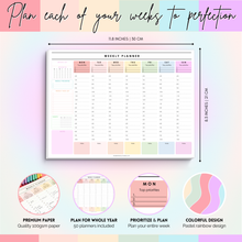 Load image into Gallery viewer, Weekly Hourly Planner Desk Pad | A4 Undated Time Blocking Notepad &amp; Weekly Schedule &amp; To Do List
