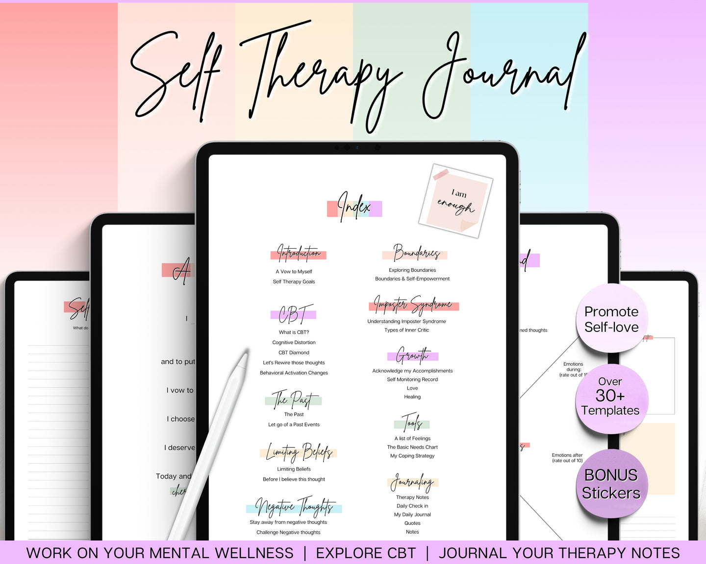 Self Therapy Journal! Your DIGITAL Self-Therapy Workbook, CBT, Guided Journal Prompts, Worksheets, Shadow Work, Mindfulness on GoodNotes and iPad | Pastel Briot
