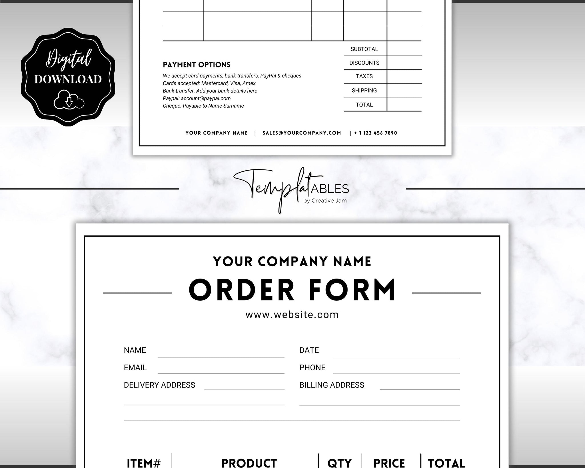 Editable Order Form Template Bundle for Small Businesses