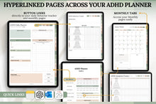 Load image into Gallery viewer, 2026 ADHD Daily Planner, GREEN GoodNotes Digital Planner for Neurodivergents, Brain Dump, iPad to do list, cleaning, Smart Apple Links (Copy)
