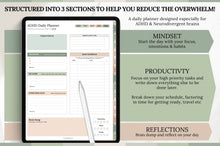 Load image into Gallery viewer, 2026 ADHD Daily Planner, GREEN GoodNotes Digital Planner for Neurodivergents, Brain Dump, iPad to do list, cleaning, Smart Apple Links (Copy)
