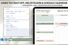 Load image into Gallery viewer, 2026 ADHD Daily Planner, GREEN GoodNotes Digital Planner for Neurodivergents, Brain Dump, iPad to do list, cleaning, Smart Apple Links (Copy)
